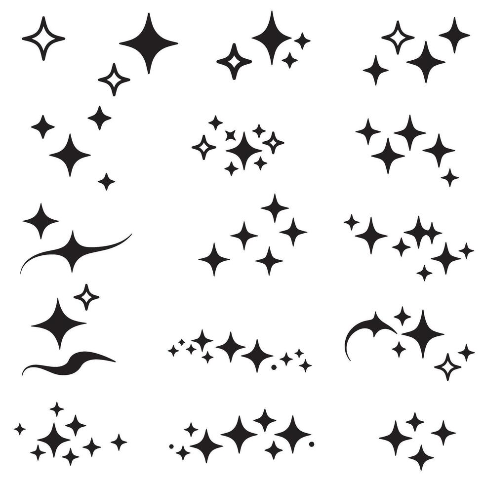 Line sparkle speed effect bundle in silhouette comic style with layout strokes and graphic elements vector