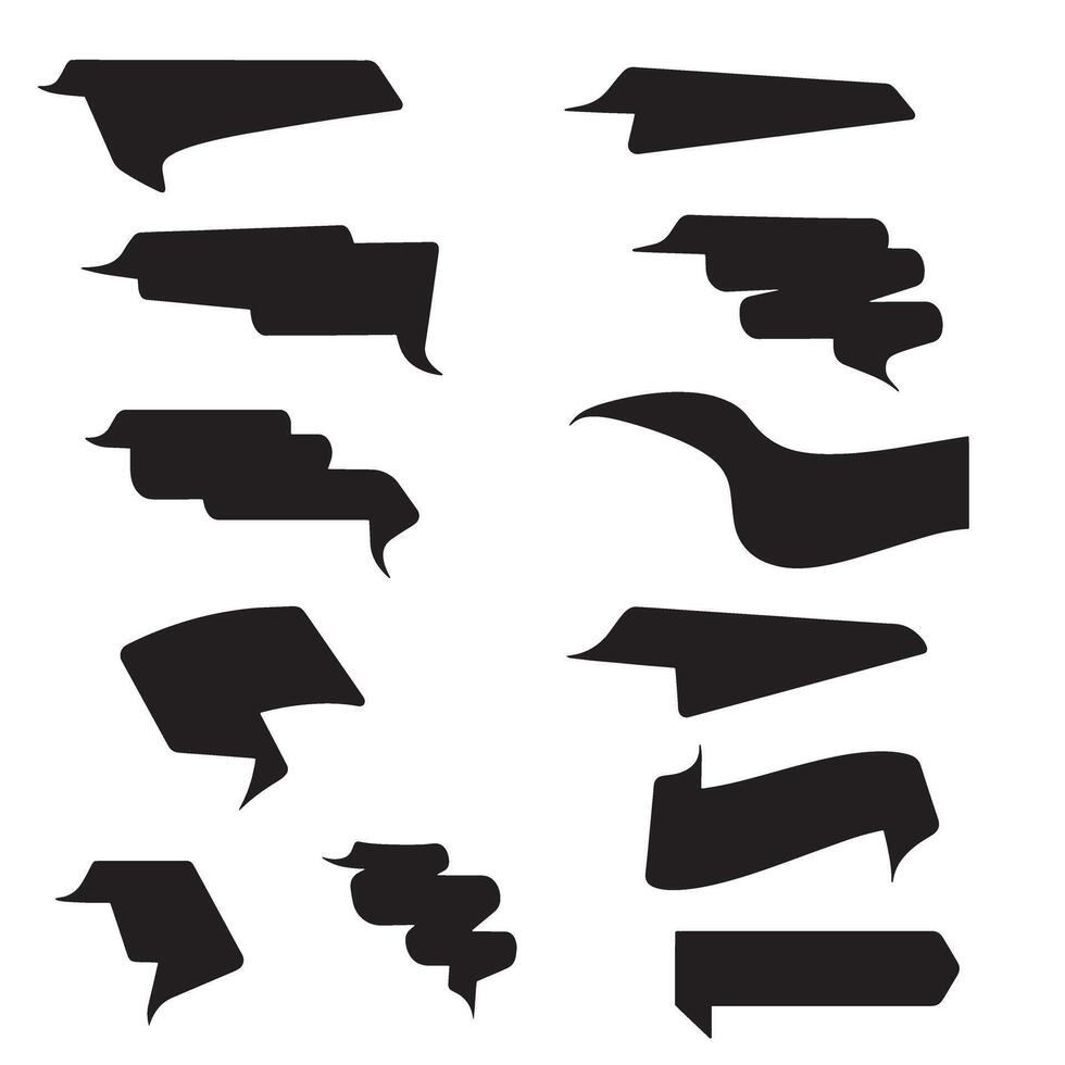 Start ribbons banner element set silhouette with variation scroll styles for posters, signs, and web design vector
