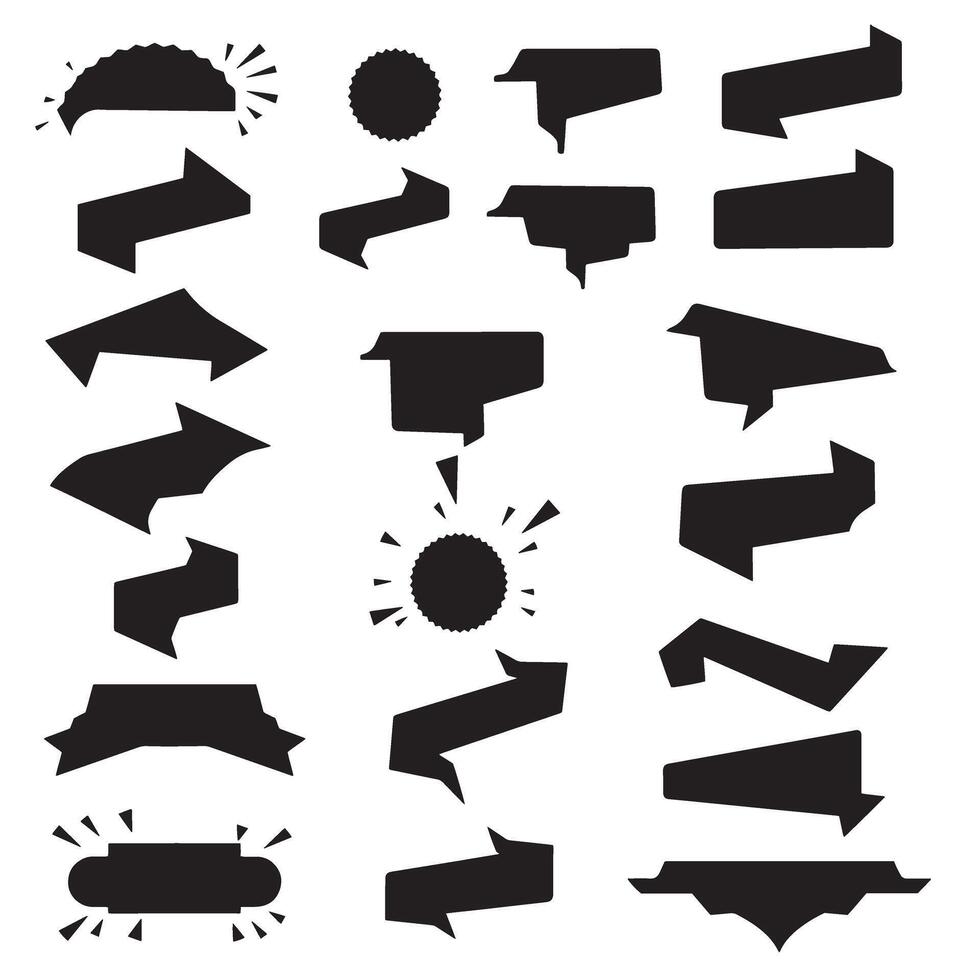 Scroll design start ribbons banner element set silhouette for ornate emblem, branding, and poster projects vector