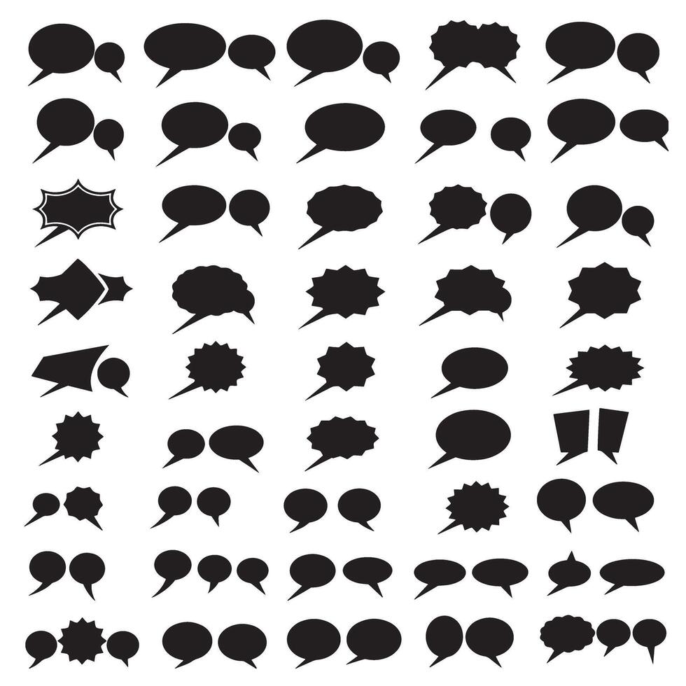 Minimal dialogue box element silhouette bundle for flat UI templates vector