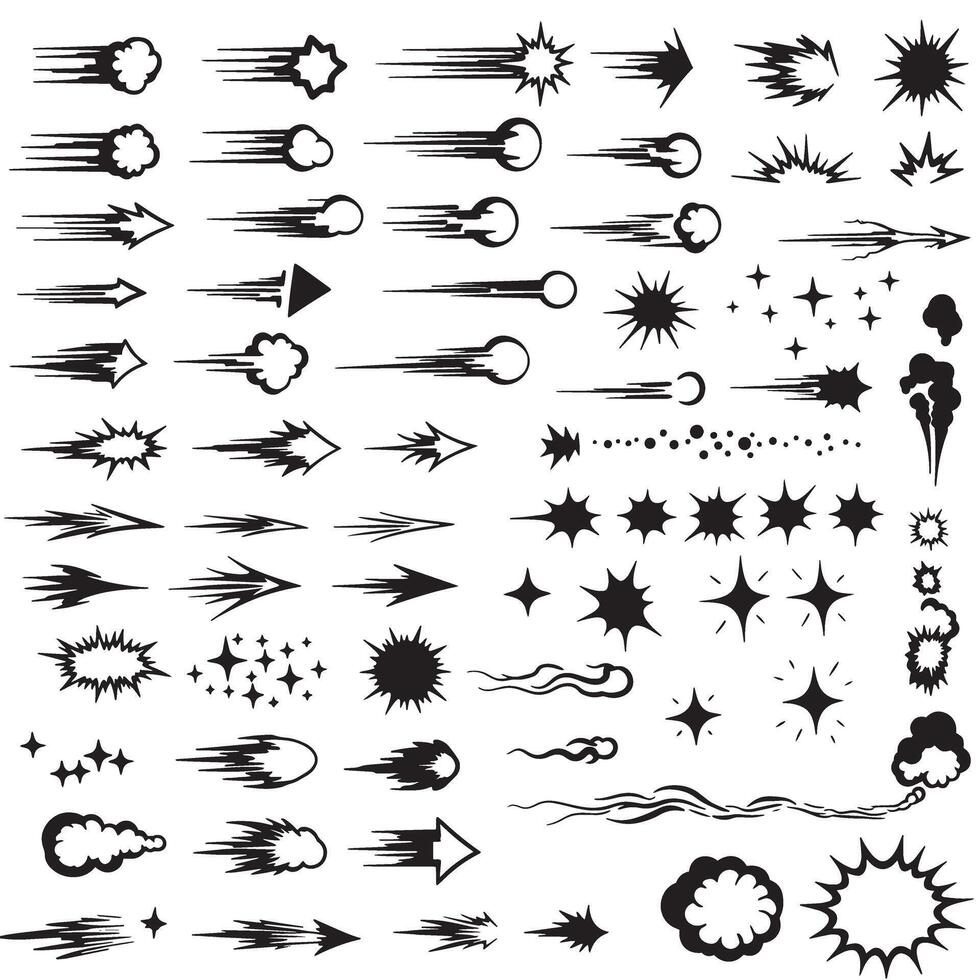 Sparkle doodle line burst elements with silhouette star icons for festive decoration and creative projects vector