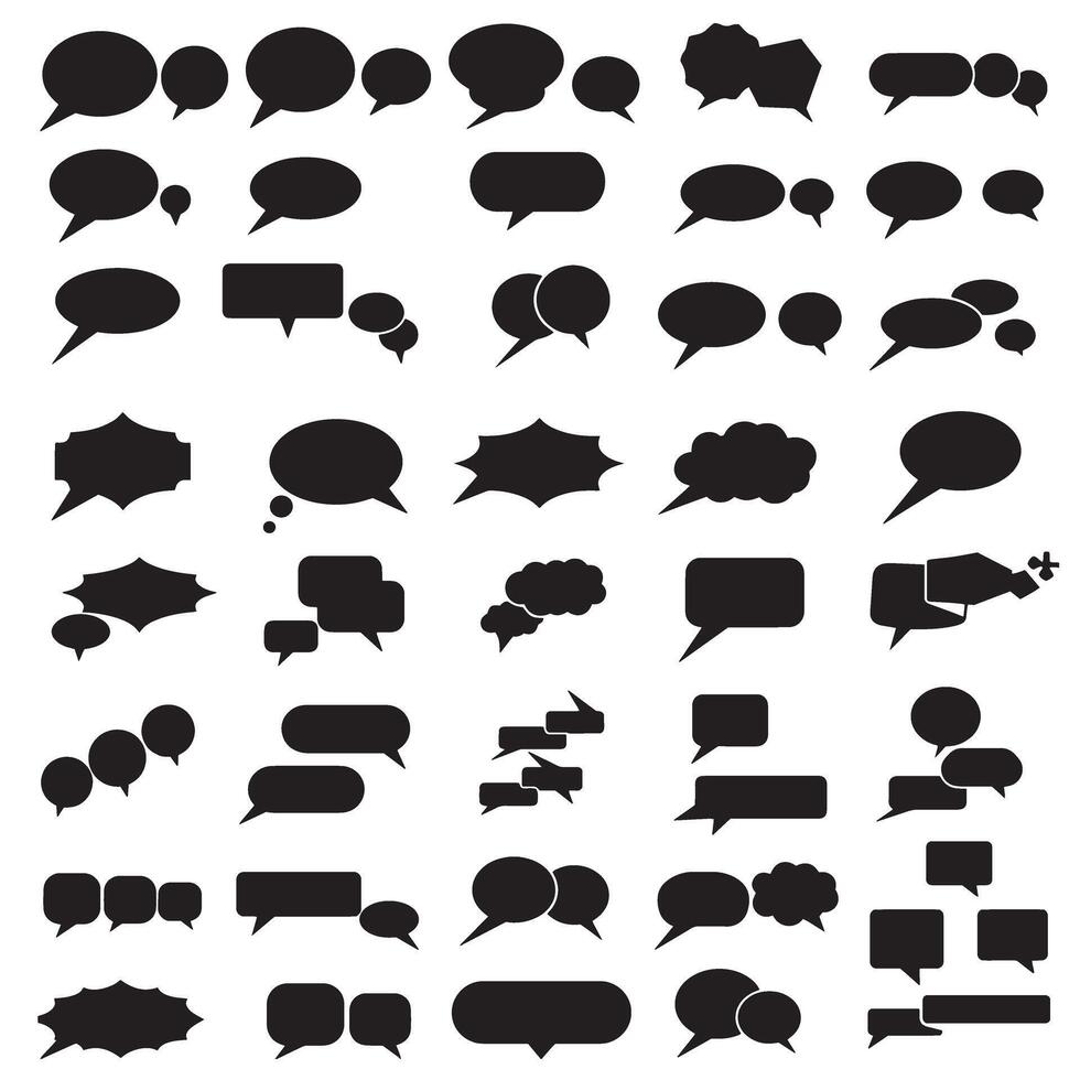 Flat icon dialogue box element silhouette bundle for app and UI interface use vector