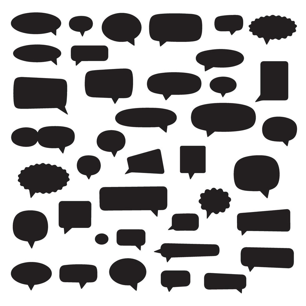 Editable dialogue box element silhouette bundle for graphic design needs vector