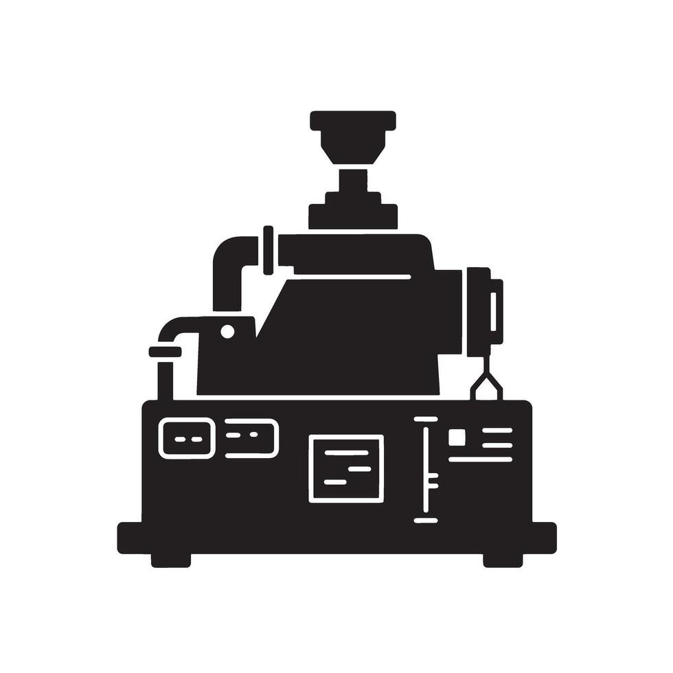 Industrial machinery icon silhouette bundle with gear shapes, bolts, and mechanical systems vector