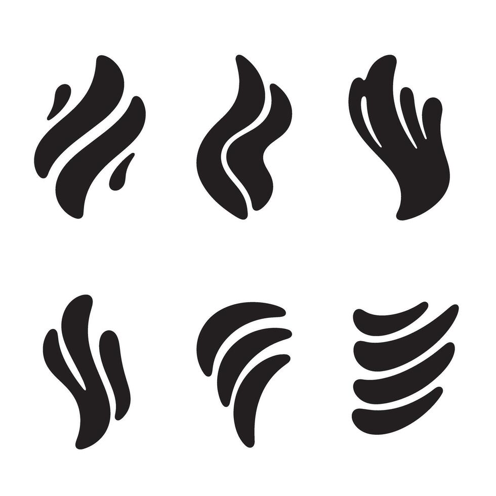 Flowing line logo symbol icon silhouette bundle with curved business shapes vector