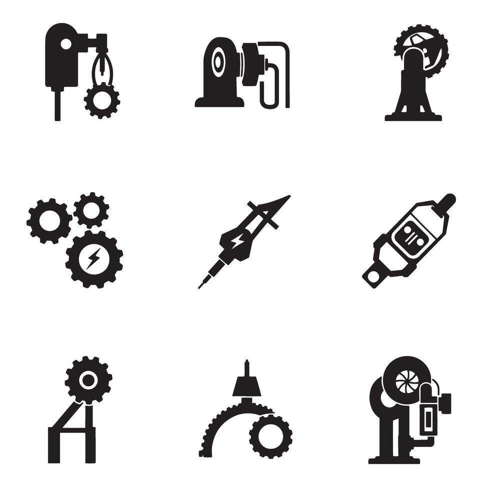 Engineering icons and symbols silhouette bundle for construction and factory use vector