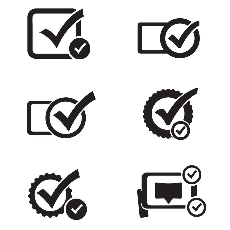 Simple Bold Checkmark Icon Symbol with Minimal Silhouette Icons for Graphic Projects vector