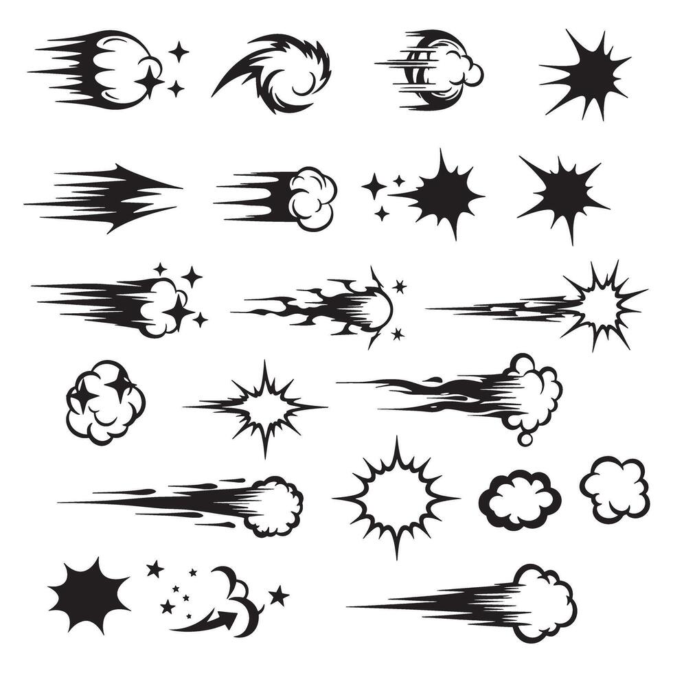 Doodle sparkle icon and starburst silhouette set with decorative lines for visual creative art and posters vector