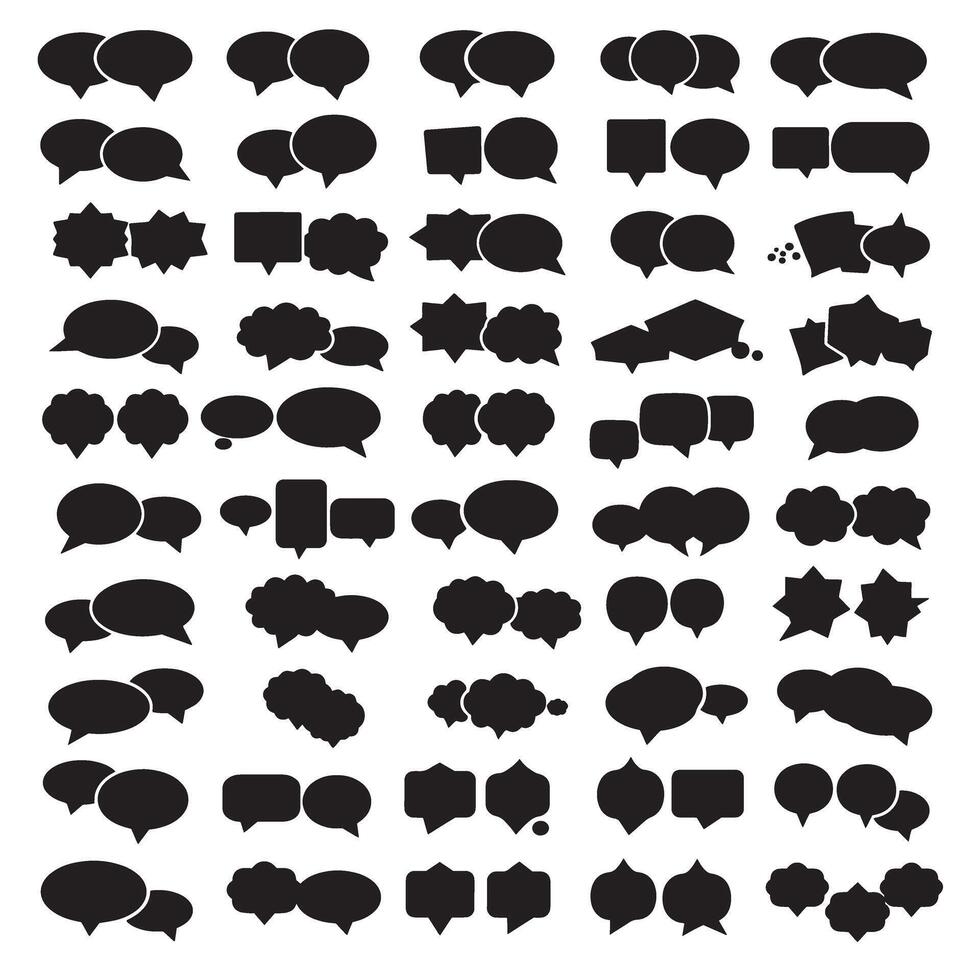 Speech bubble and dialogue box element silhouette bundle collection vector