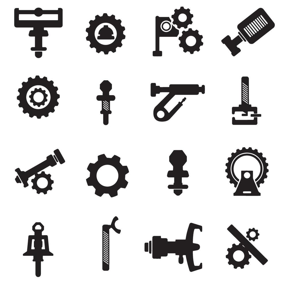Engineering symbol and icon silhouette set bundle for industrial graphics vector