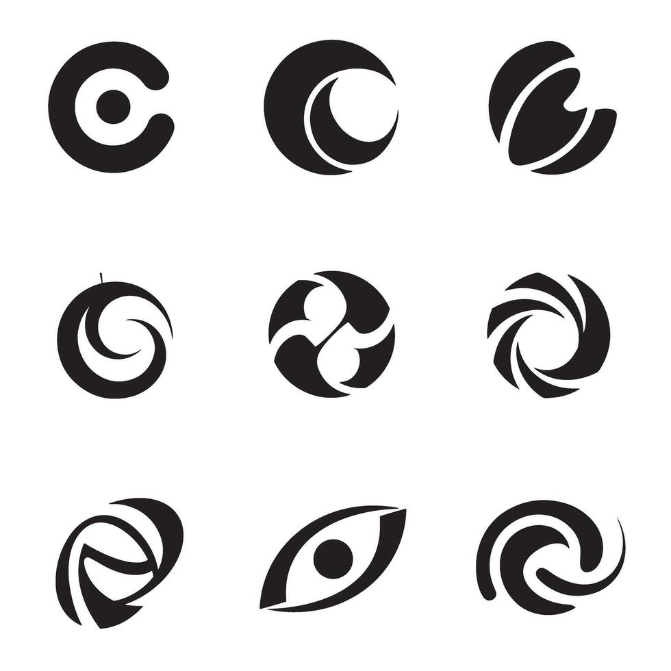 Minimalist curved Business Symbol silhouette bundle pack vector