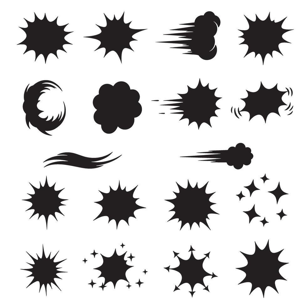 Doodle line illustration pack with sparkle star icons and creative burst silhouettes for use in design projects vector