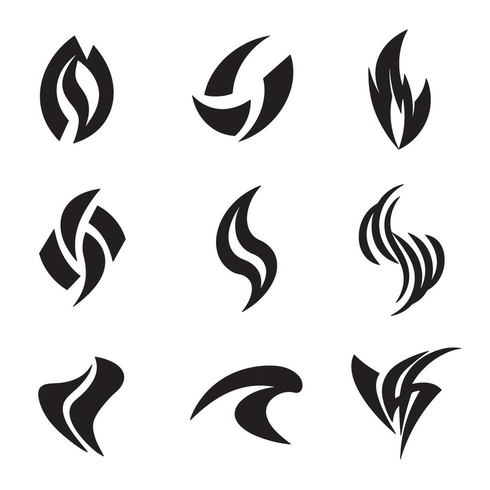 Curved Business Logo Symbol silhouette bundle for branding presentation vector