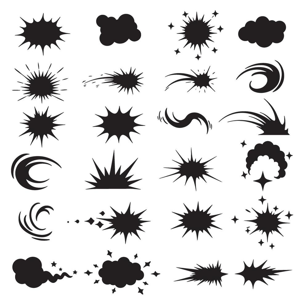 Creative sparkle star icon silhouette and doodle burst line collection for artistic projects and design compositions vector