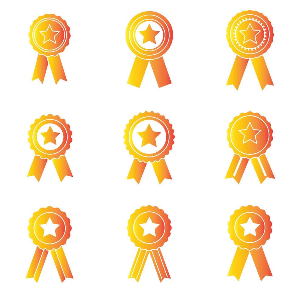 Recognition ribbon badge and logo icon set in clean silhouette design for business presentation vector