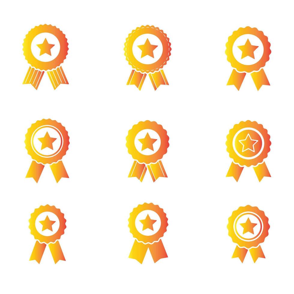 Award ribbon badge and logo design icon collection in bold silhouette style for promotional use vector