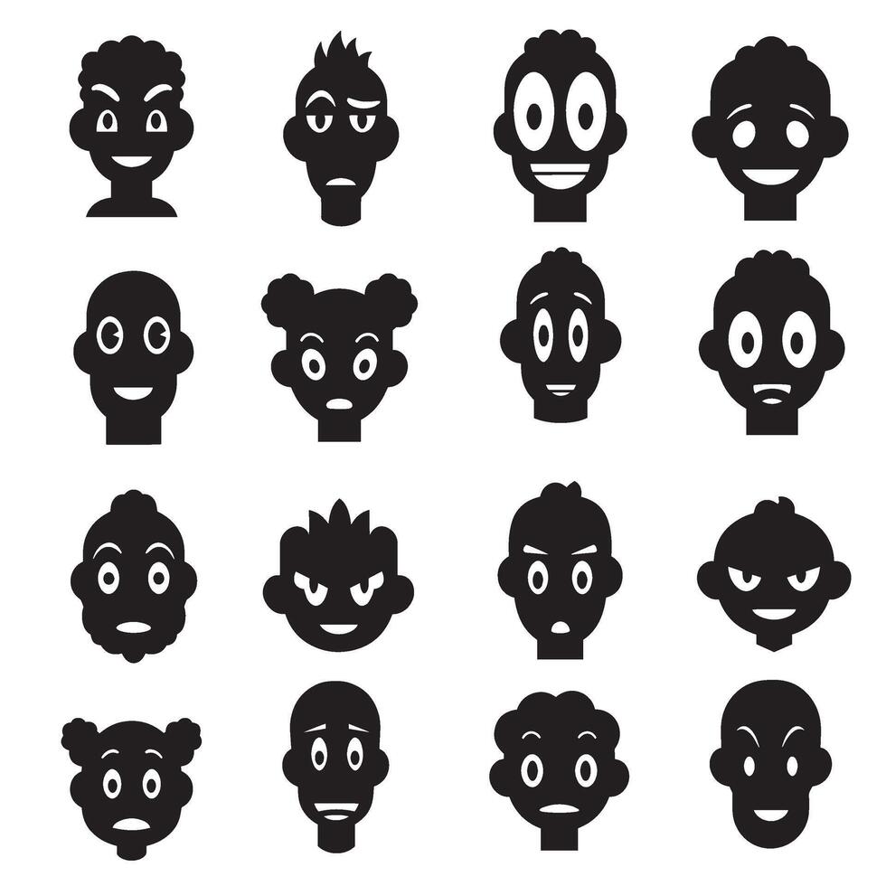 Cartoon man face abstract logo bundle in silhouette style for identity branding and digital assets vector