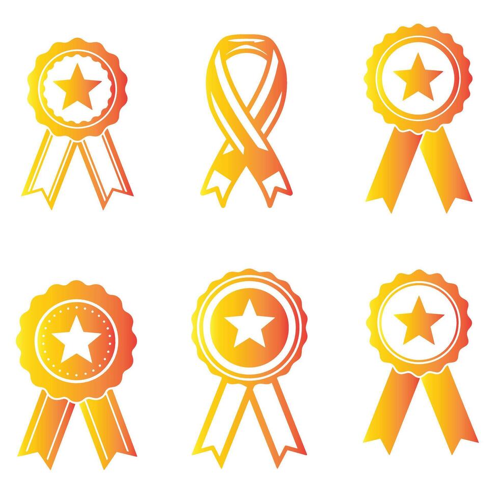 Loyalty award ribbons and badge logo icon elements in bold silhouette bundle for branding identity vector