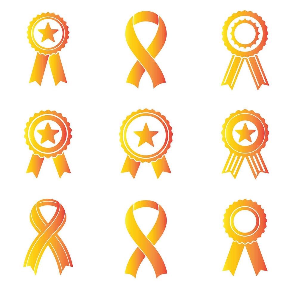 Retro ribbons badge logo and award icon set with clean silhouette shapes for certificate use vector