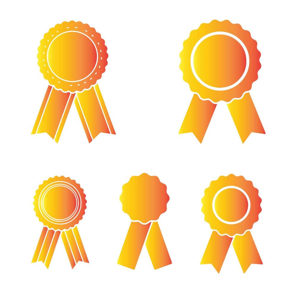 Decorative award ribbons and badge logo icons in silhouette design for celebration and recognition vector