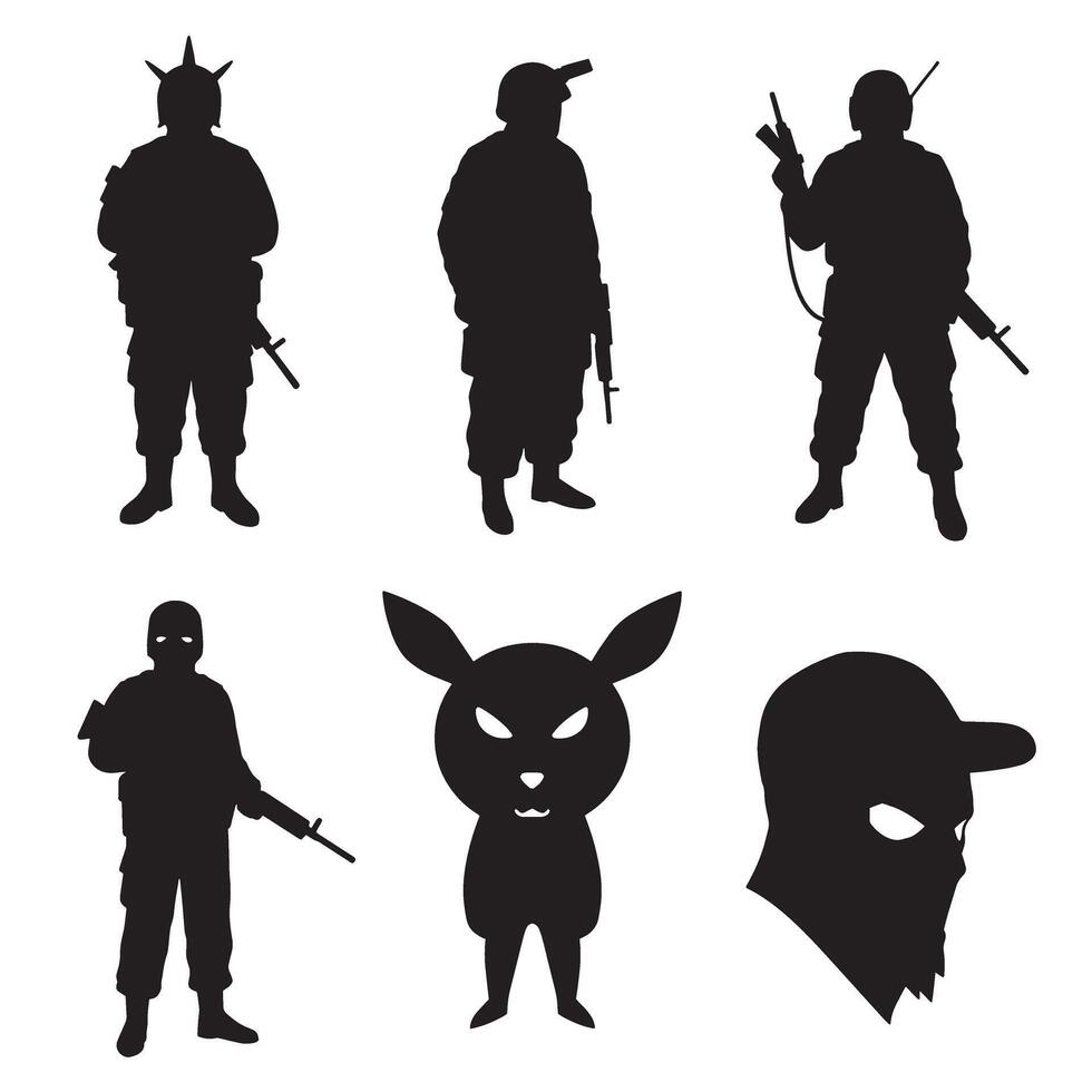 Army mission icon set with tactical military graphics in crisp silhouette design for campaign advertisements and web use vector
