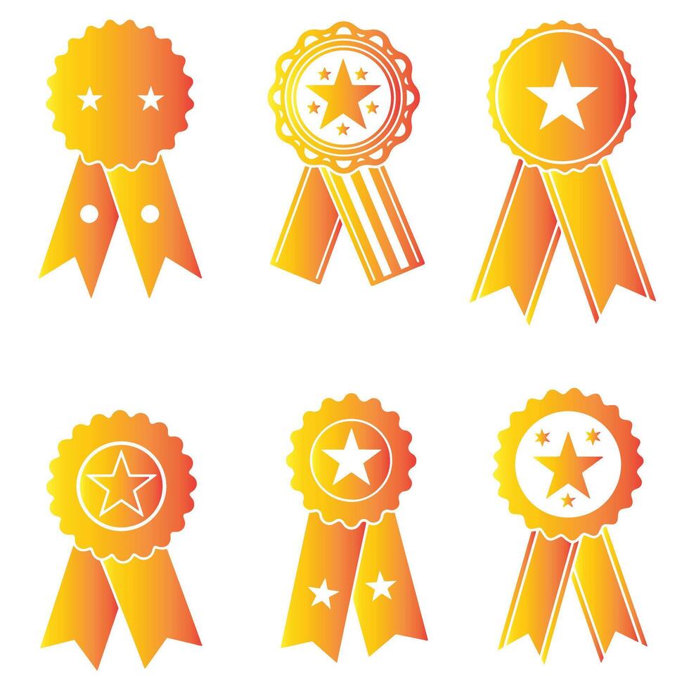Premium award ribbons and badge icons featuring logo elements with bold silhouette design style vector