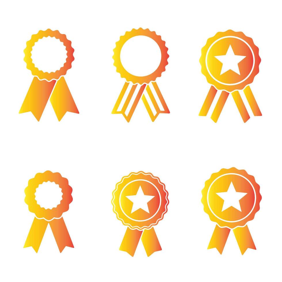 Collection of award ribbons badge and logo icons in silhouette layout for quality branding use vector