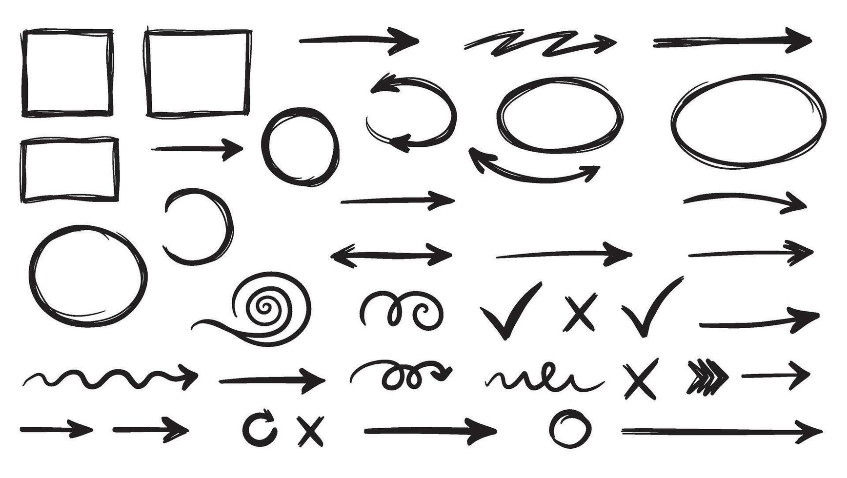 Doodle style arrows circles and shapes perfect for highlighting and decorating documents vector