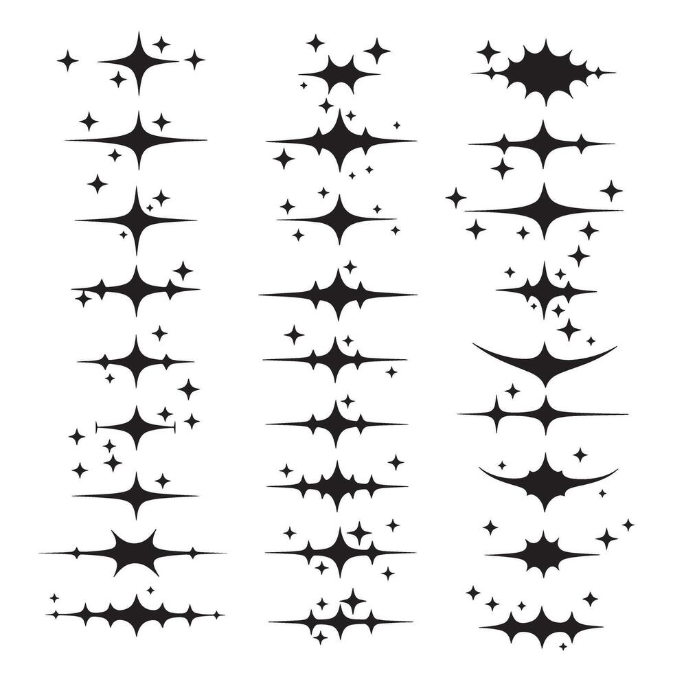 Silhouette comic style sparkle line bundle with decorative layout elements for dynamic design effects vector