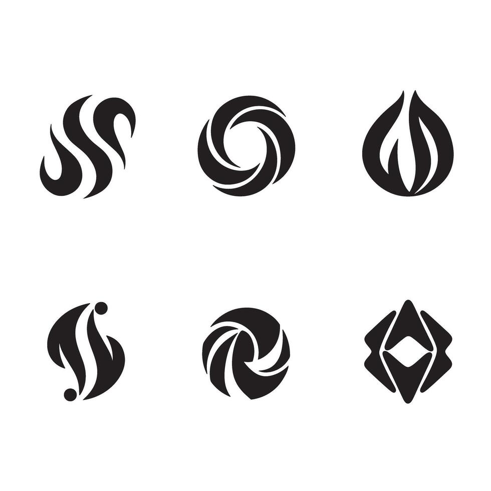 Curved wave Business Logo Symbol icon silhouette bundle with branding identity graphics vector
