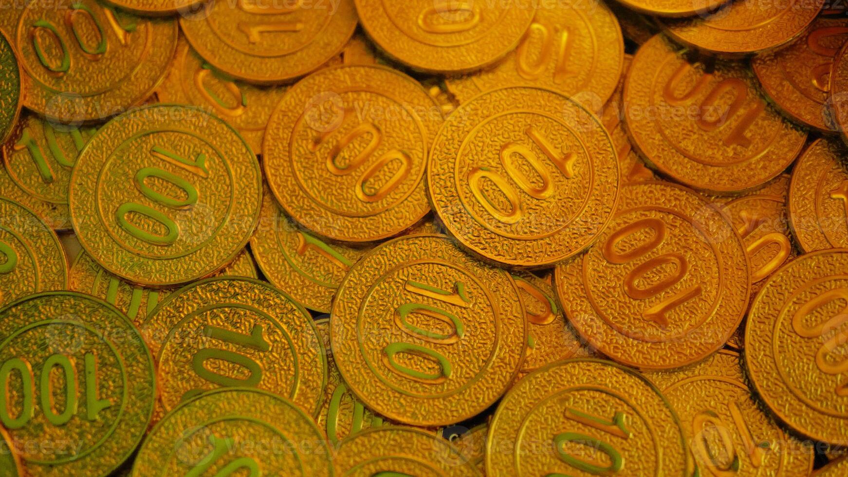 Gold coins, high value assets, investing in gold and the stock market Property and wealth photo