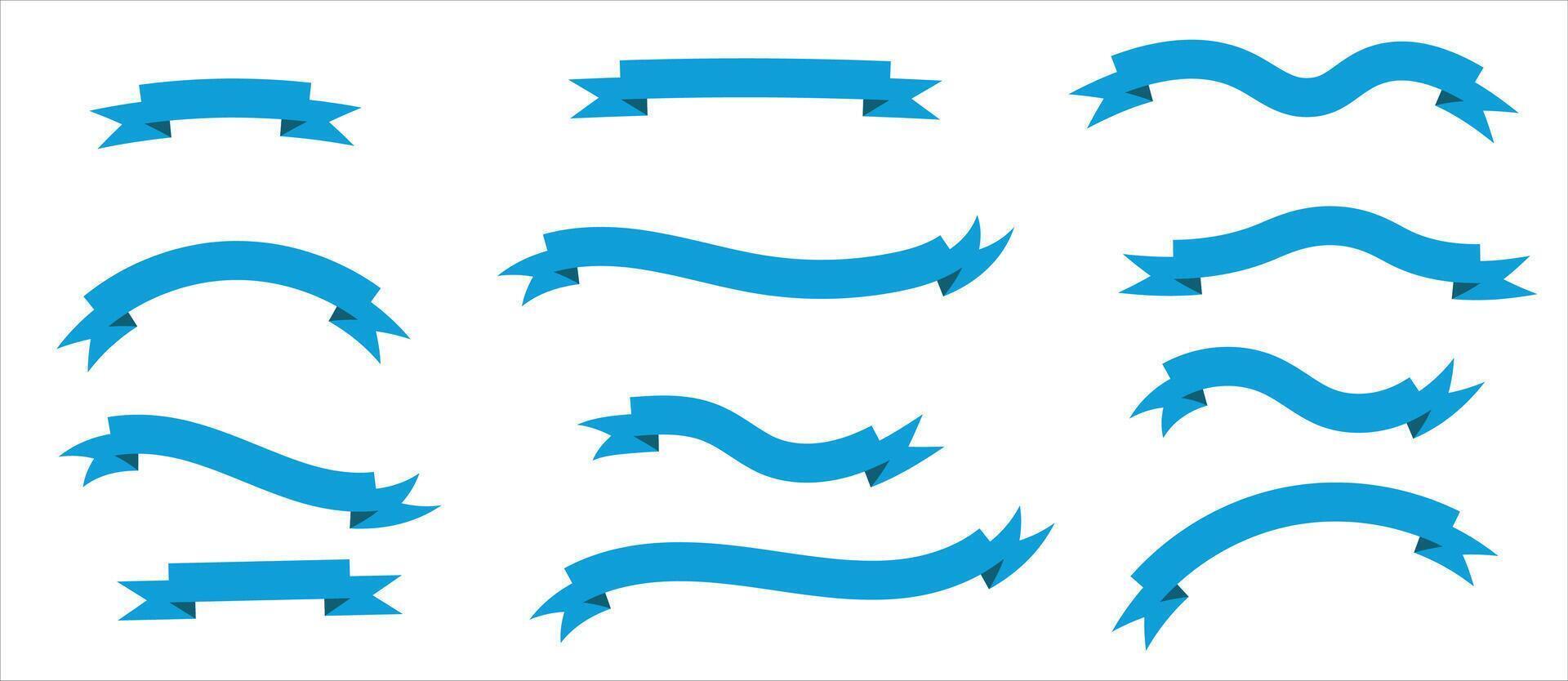 Collection of cyan ribbons isolated on white background, for decoration and design of banners, posters, cards and announcements vector