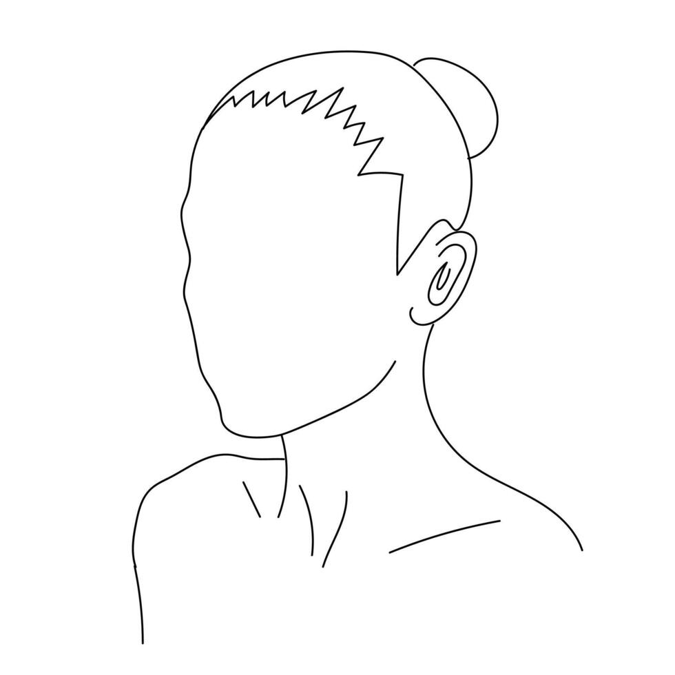 Minimalist outline of a woman's face in a modern, simple style drawing vector