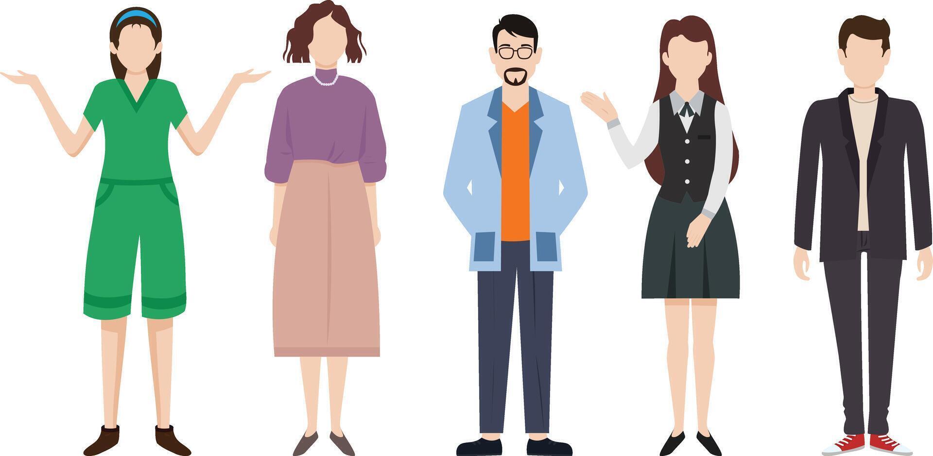 People Collection 5 Different Occupations Illustration vector