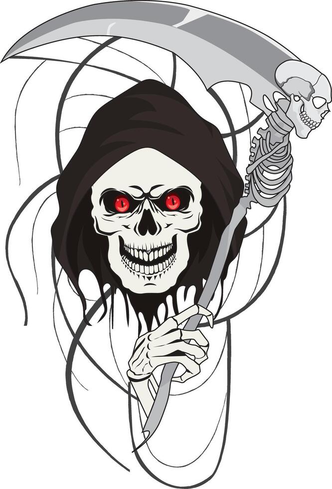 Grim Reaper Face With His Scythe Halloween vector
