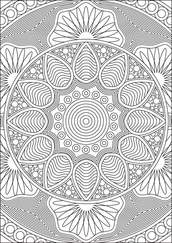 Adult Mandala Coloring Page Black And White vector