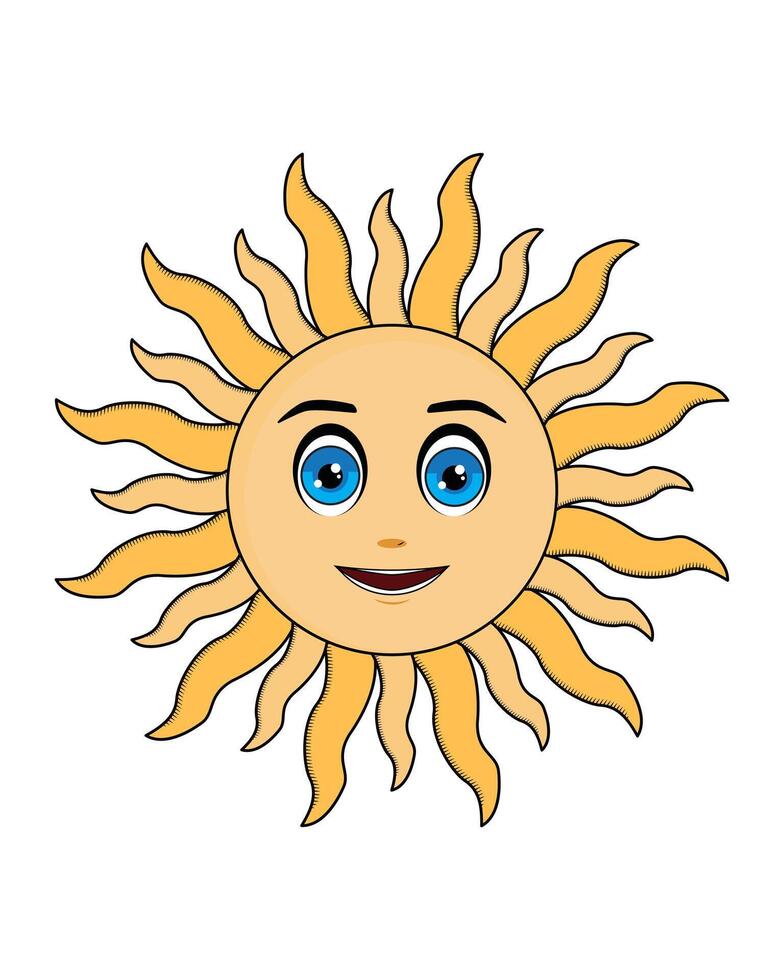 Cartoon Smiling Sun White Background vector