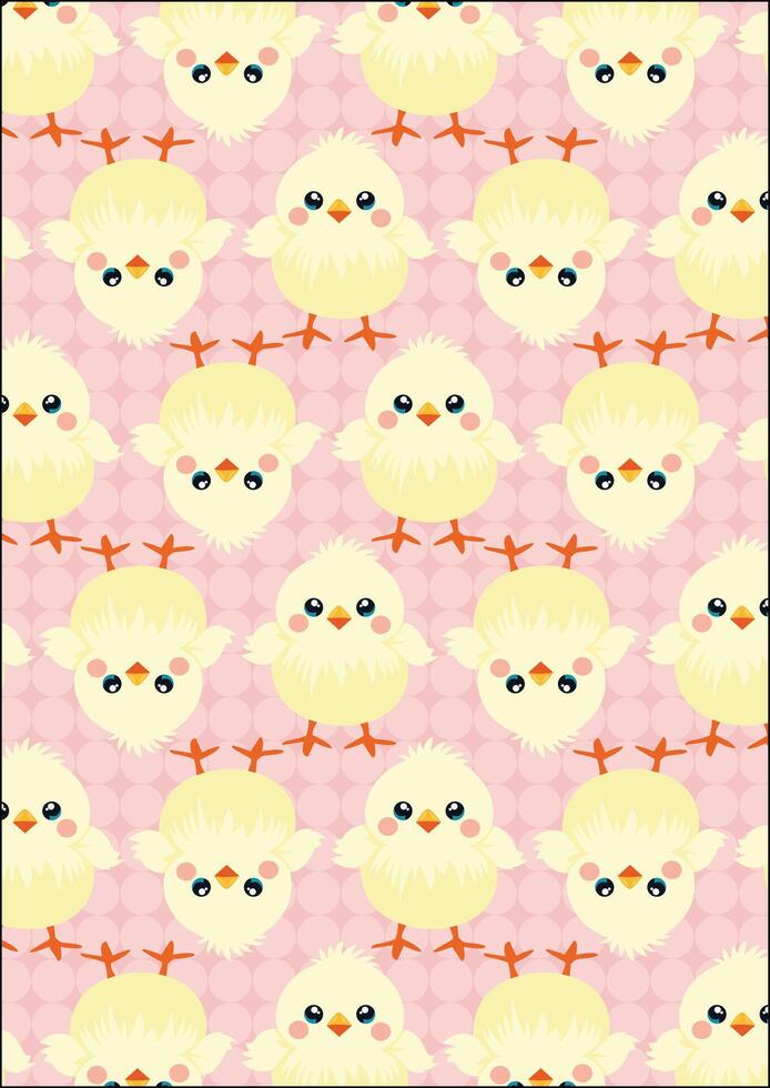 Cute Chick Fabric Easter Wrapping Paper vector