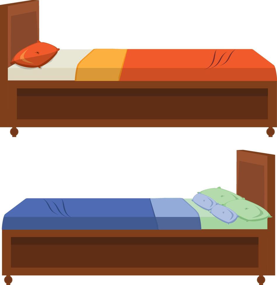 2 Set Of Bed Bedroom Furniture vector