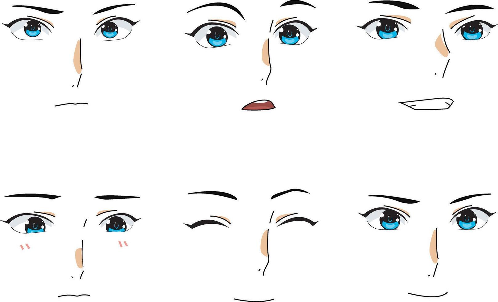 Male Facial Expressions Collection Man Side Look vector