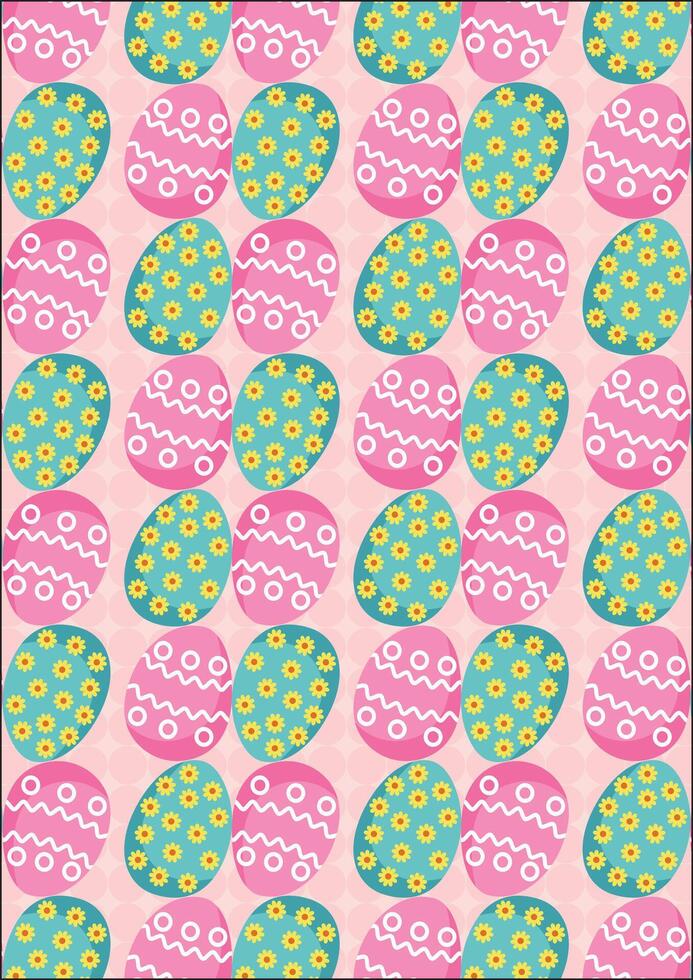 Doodle Easter Eggs Fabric Wrapping Paper Pattern vector