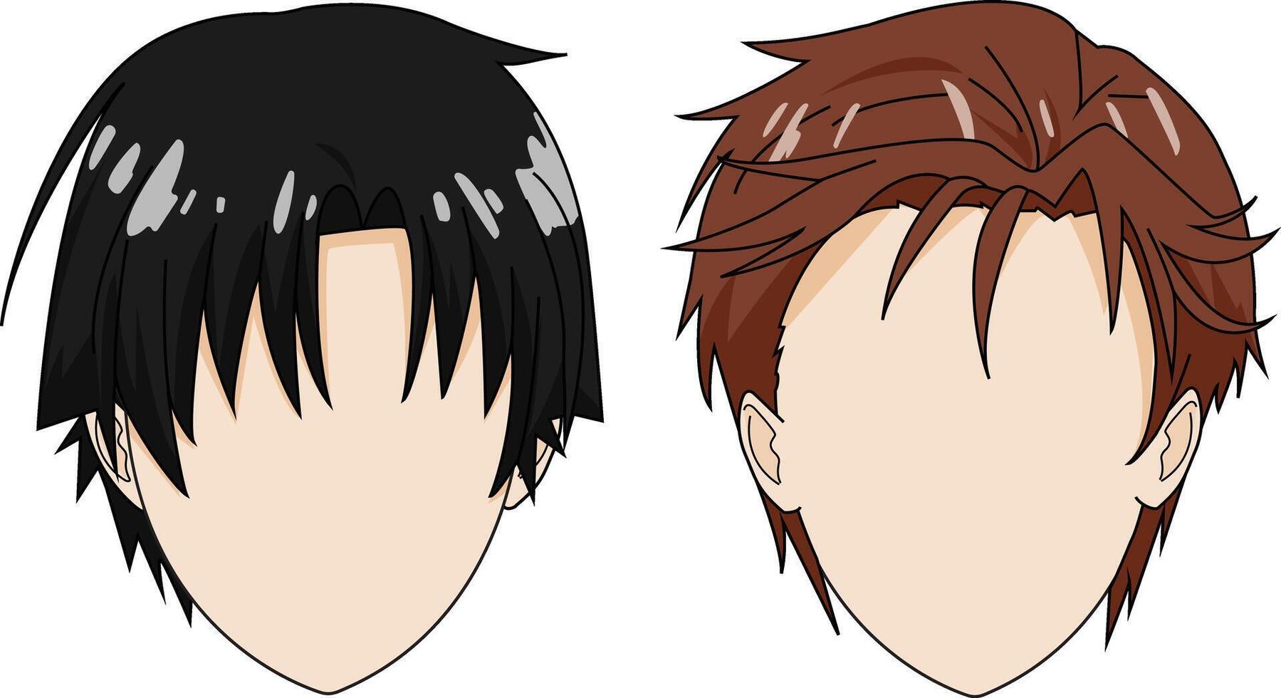 Man Hair Collection Anime Boy Face vector
