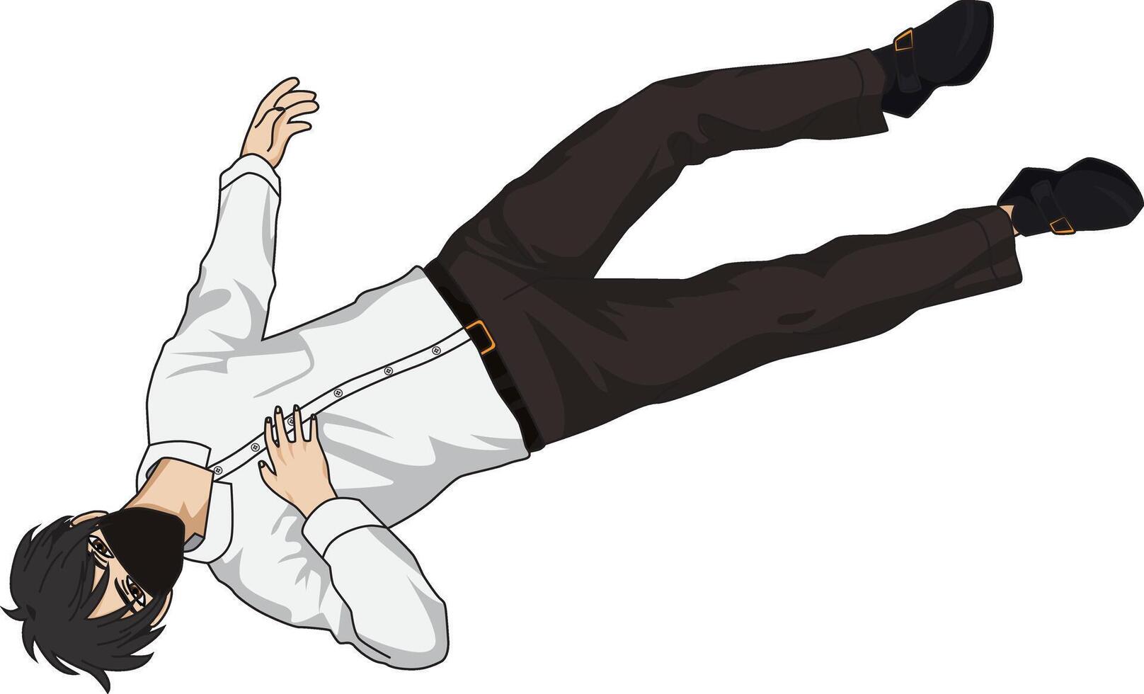 Anime Man Lying On Ground On His Back vector
