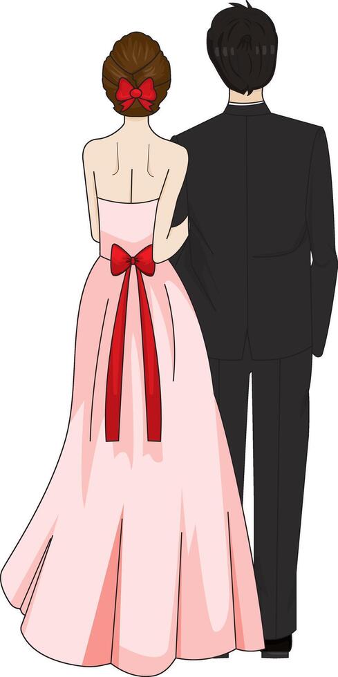 Married Couple Standing Together Back Character vector