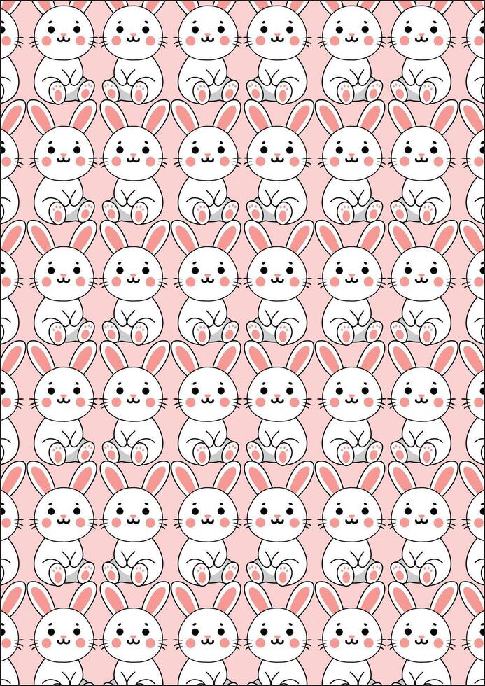 Doodle Rabbit Easter Fabric Wrapping Paper vector