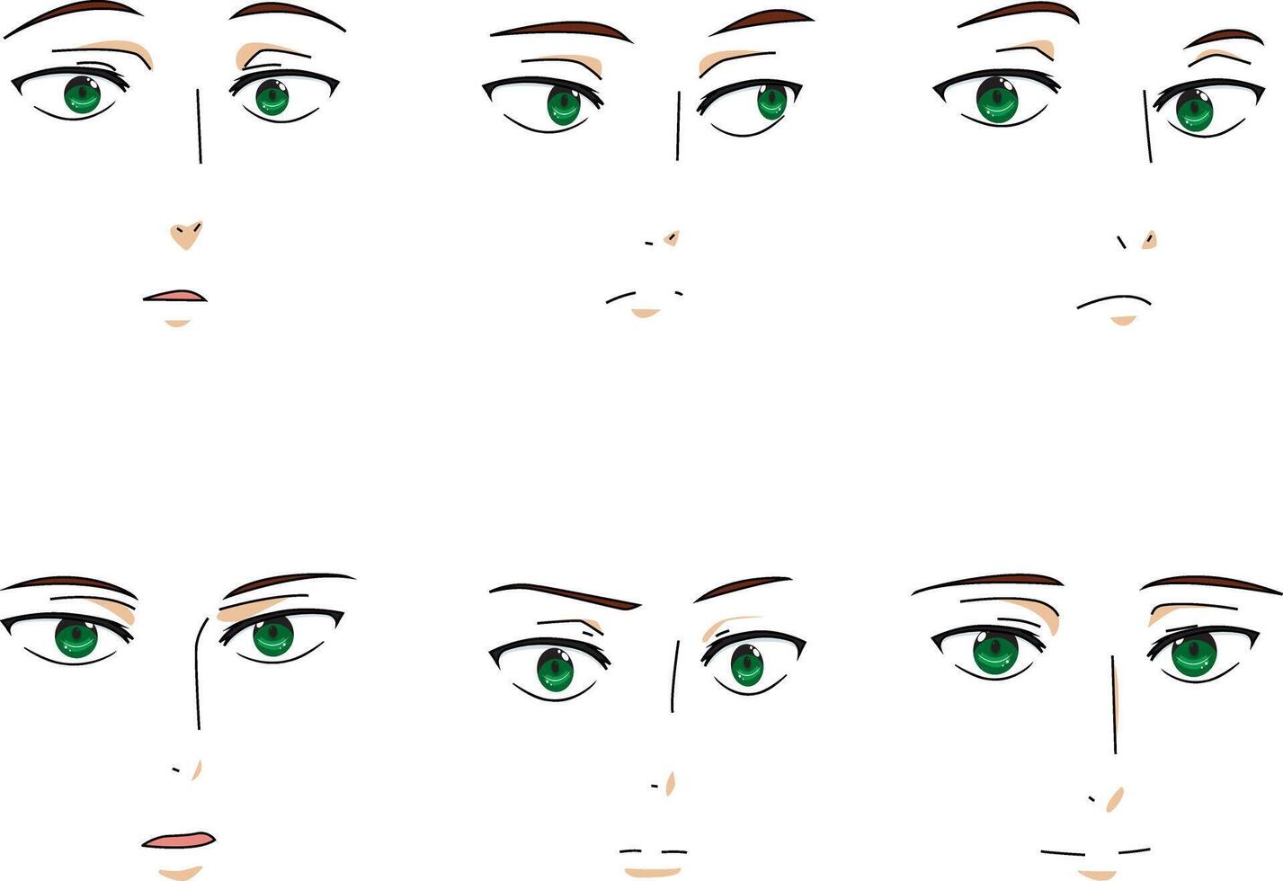 Man Facial Expressions Graphic Art For Anime Character vector