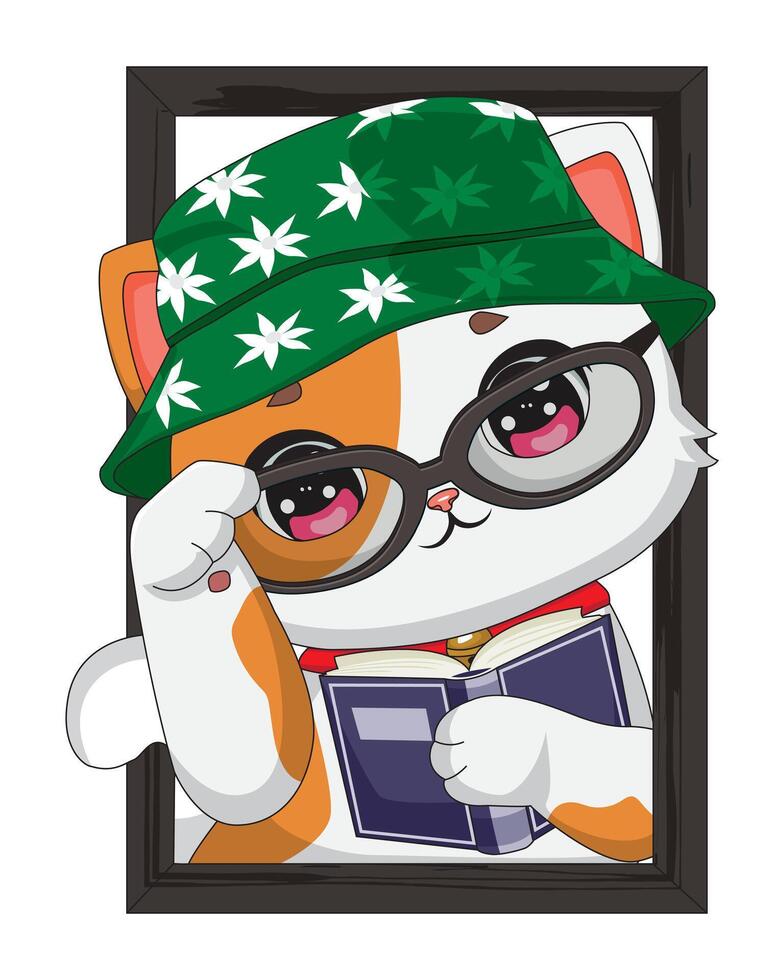 Student Cat Painting Peeking From Window Kitten vector