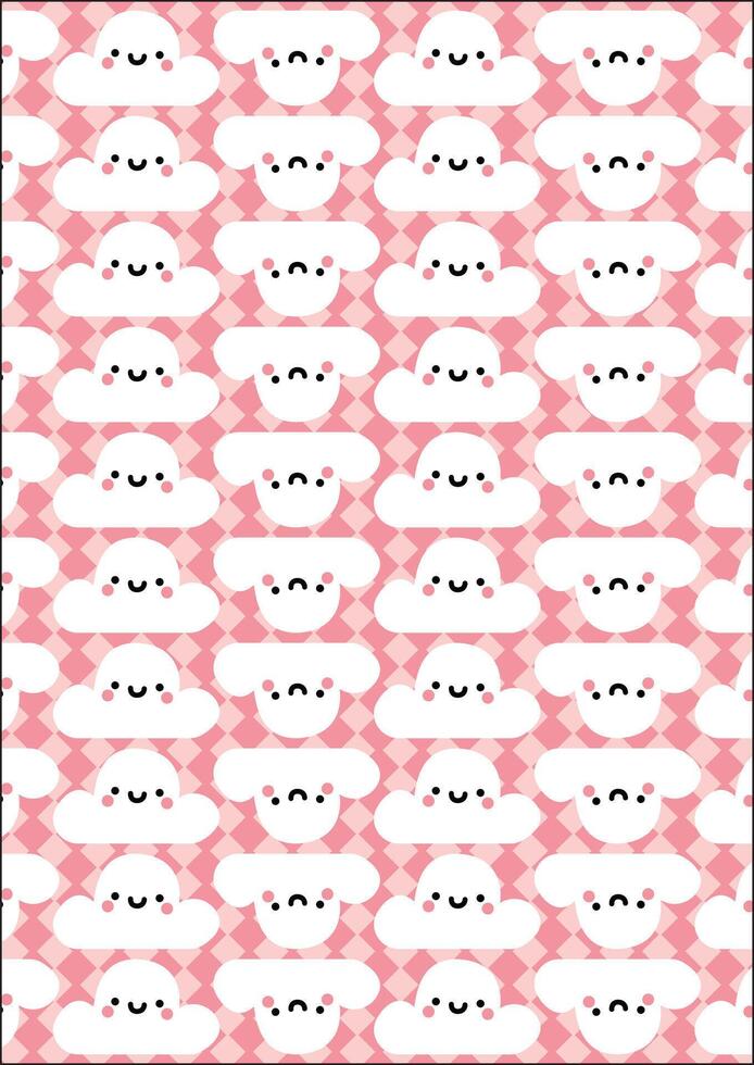 Minimalist Abstract Cute Smiling Cloud Wrapping Paper Fabric Pattern vector