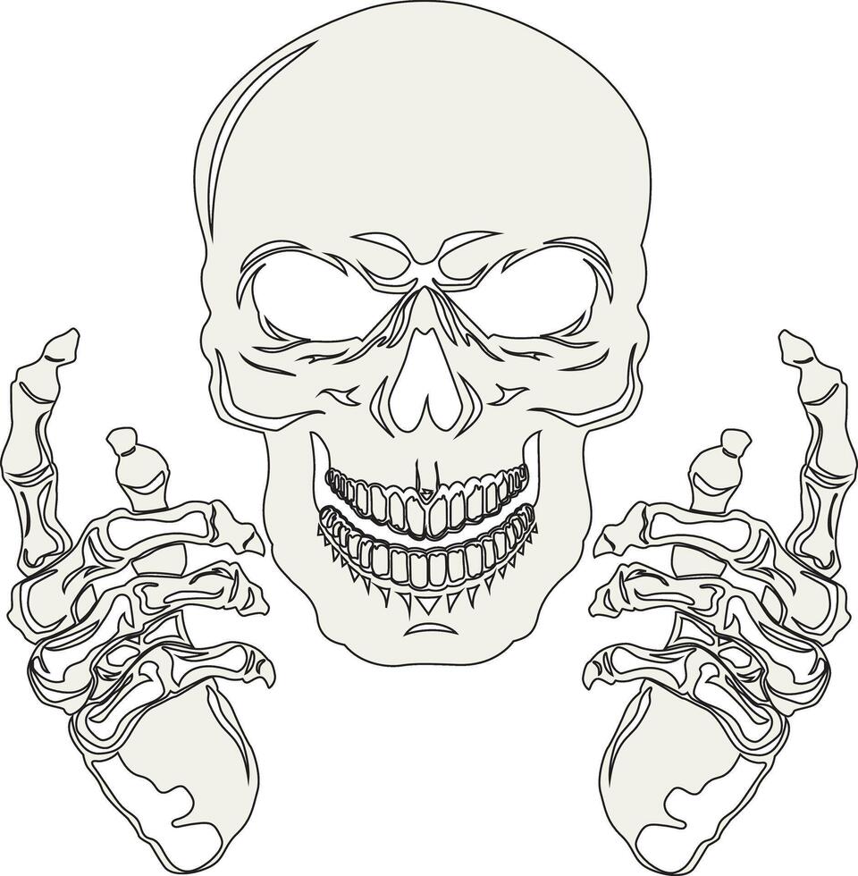 Skeleton Smiling Face With Hands vector