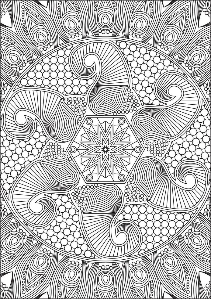 Mandala Coloring Page For Adult Outline Pattern vector